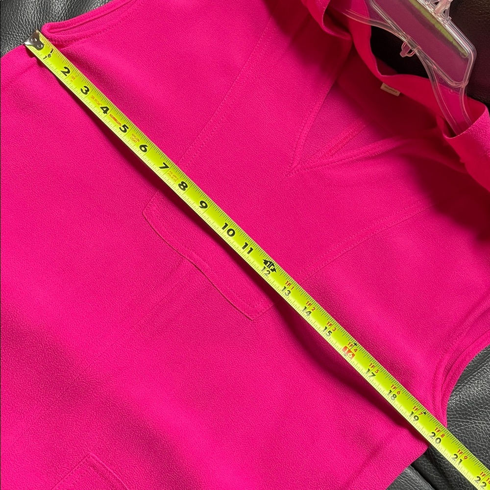 J.Crew Hot Pink PullOver Shift Dress Size S Patch Pockets Shoulder Tabs HighLow - Picture 14 of 15
